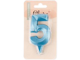 Свеча-цифра "5" Грани синяя бирюза 1915