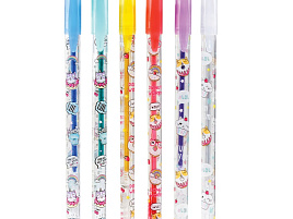 Набор гел. ручек 6цв. ArtSpace GPCC06_53029 "Кот-сластена" 1,0мм, с блестками, ПВХ чехол