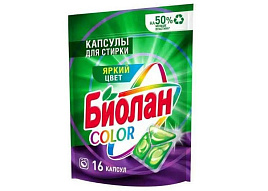Стиральный порошок Капсулы Биолан Колор 16шт Дой-Пак